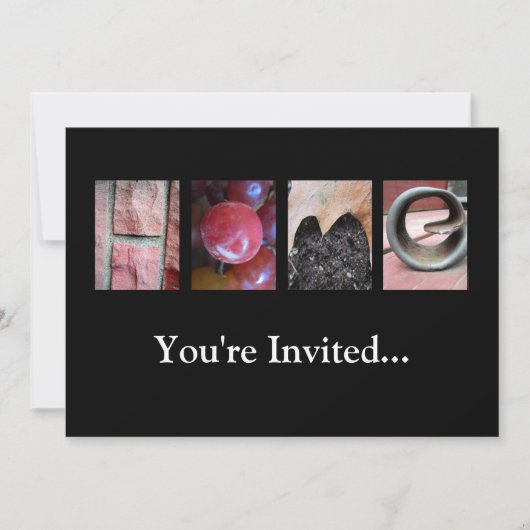 Alphabet Fotografy Collage, ZUHAUSE Letter Word Ar Einladung (Vorderseite)