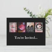 Alphabet Fotografy Collage, ZUHAUSE Letter Word Ar Einladung (Stehend Vorderseite)