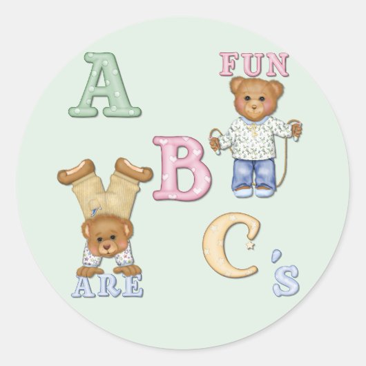 Alphabet Fun Teddy Bears Runder Aufkleber (Vorderseite)