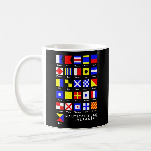 Alphabet für die Signalflagge Kaffeetasse (Links)
