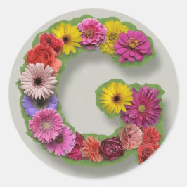 Alphabet G bei Blume Runder Aufkleber