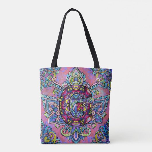 Alphabet G mandala Tasche (Rückseite)