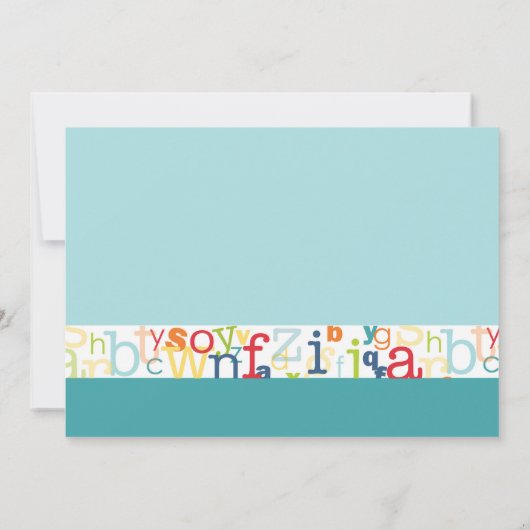 Alphabet Geburtstagsparty Einladung (Rückseite)