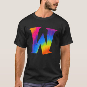 Alphabet Gefärbte Krawatte Center Big Letter W T-Shirt