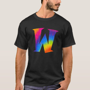 Alphabet Gefärbte Krawatte Center Big Letter W T-Shirt