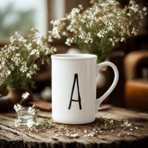 Alphabet Gifting Moderne Monogramm Knochen-China T Porzellantasse
