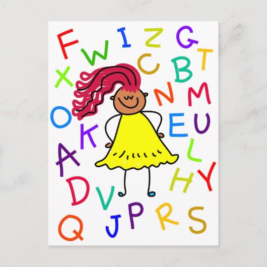Alphabet Girl Postkarte (Vorderseite)