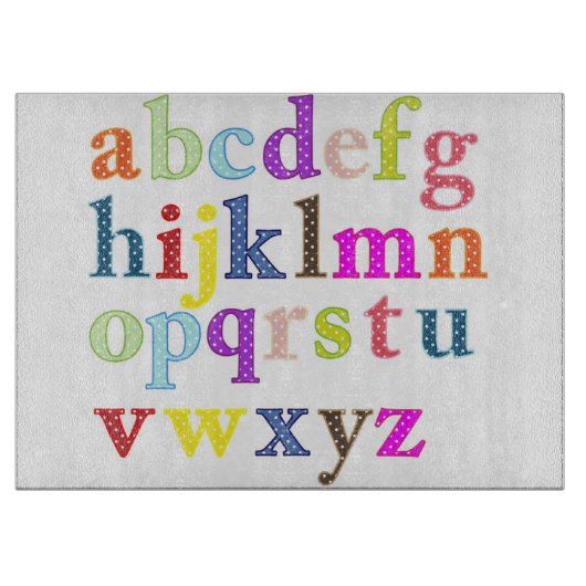 Alphabet Glass Cutting Board Schneidebrett (Vorderseite)