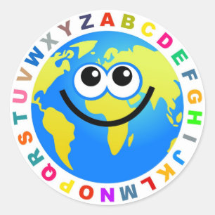 Alphabet Globe Runder Aufkleber