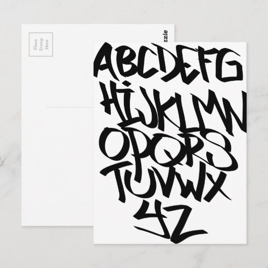 Alphabet-Graffiti Postkarte (Vorne/Hinten)