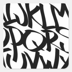 Alphabet-Graffiti Quadratischer Aufkleber