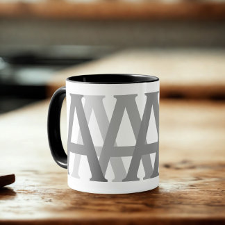 Alphabet Gray Letter Pattern Mit Monogramm Tasse