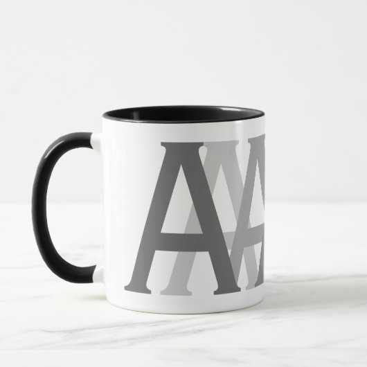 Alphabet Gray Letter Pattern Mit Monogramm Tasse (Links)