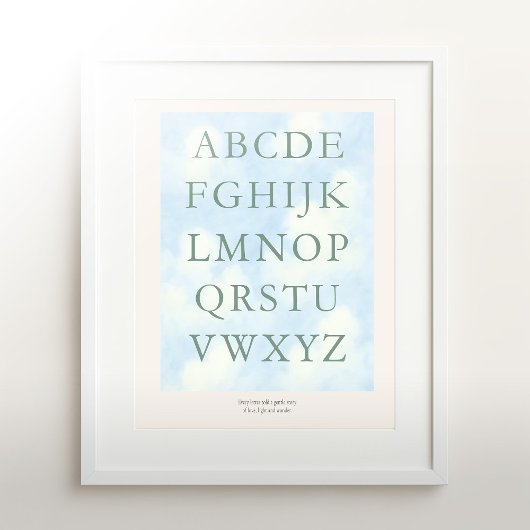 Alphabet – Green Nursery ABC Wall Art (16×20) Poster