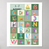 Alphabet Green Poster für das Kinderzimmer (Vorne)