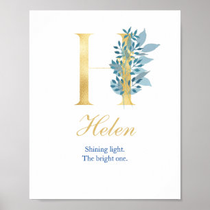 Alphabet H Print Initial Name Bedeutung Poster