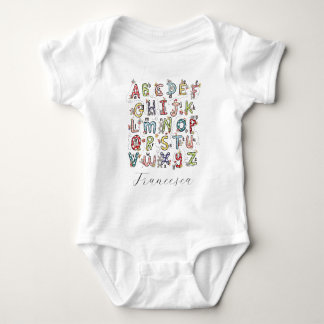 Alphabet Hasen, Schmetterlinge, Feen & Blumen  Baby Strampler