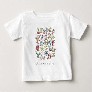 Alphabet Hasen, Schmetterlinge, Feen & Blumen Baby T-shirt