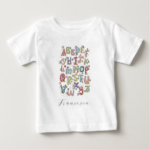 Alphabet Hasen, Schmetterlinge, Feen & Blumen Baby T-shirt