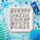 Alphabet Hasen, Schmetterlinge, Feen & Blumen  Pappteller (Party)