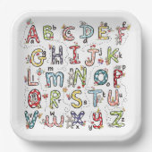 Alphabet Hasen, Schmetterlinge, Feen & Blumen  Pappteller (Vorderseite)