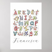 Alphabet Hasen, Schmetterlinge, Feen & Blumen  Poster (Vorne)