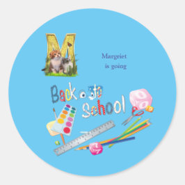 Alphabet-Hauptstädte Zurück zum Schulheft Fanny Pa Runder Aufkleber