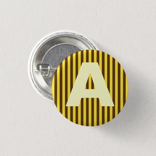 Alphabet-Hauptstadts-gelbe Linien Knopf Button (Vorne & Hinten)