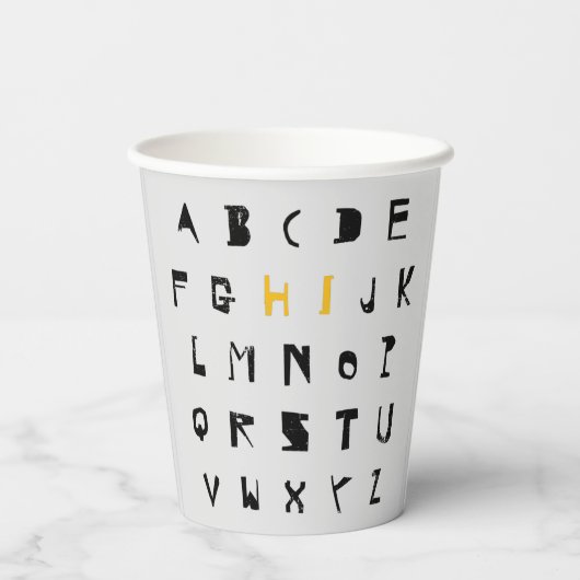 Alphabet Hi Back to School Einführung Pappbecher (Rückseite)