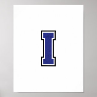 Alphabet I in Blue Color Poster