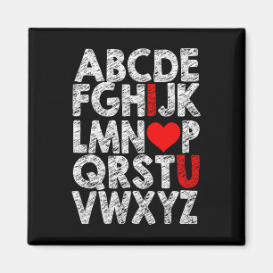 Alphabet I Love You Grafik mit Herz-Hervorhebung V Magnet