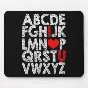 Alphabet I Love You Grafik mit Herz-Hervorhebung V Mousepad