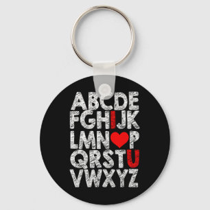 Alphabet I Love You Grafik mit Herz-Hervorhebung V Schlüsselanhänger