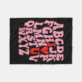 Alphabet I Love You Valentines Day Heart Teacher K Fleecedecke (Vorderseite (Horizontal))