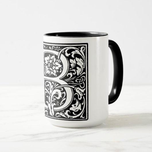 Alphabet im Renaissancestil Buchstabe B zur Tasse (VorderseiteRechts)