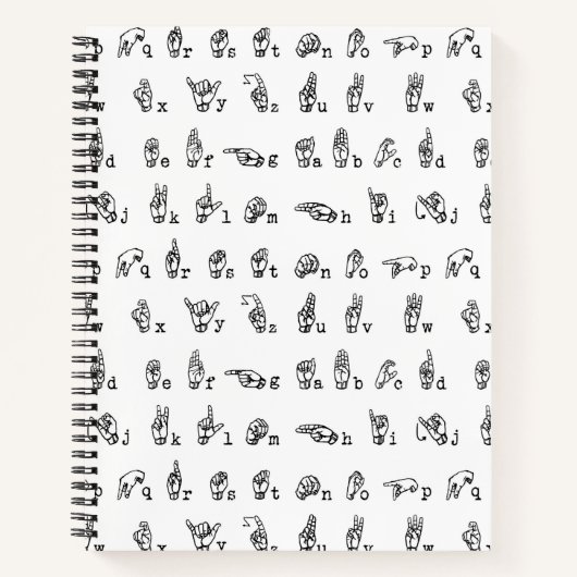 Alphabet in der amerikanischen Gebärdensprache Sch Notizblock (Vorderseite)