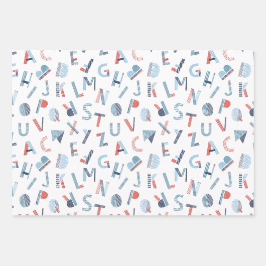 Alphabet in rot-weiß geschenkpapier set (Vorderseite)
