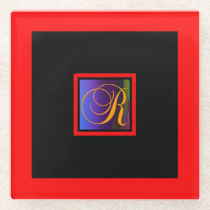 ALPHABET-INITIALES R-MONOGRAMM GLASUNTERSETZER