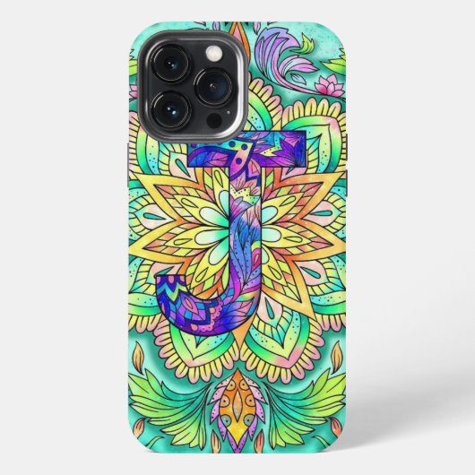 Alphabet J mandala iPhone Hülle (Rückseite)