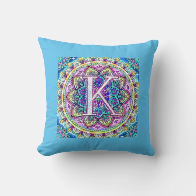 Alphabet K mandala Kissen (Vorderseite)
