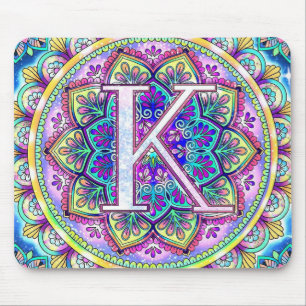 Alphabet K mandala Mousepad