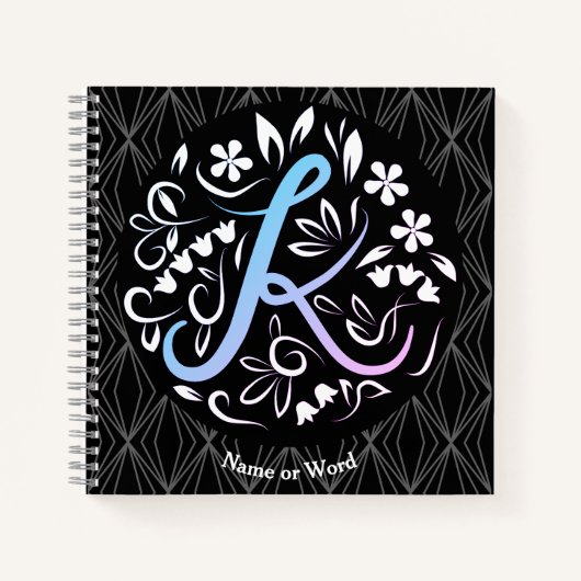 Alphabet K Monogram Handwriting Notizblock (Vorderseite)