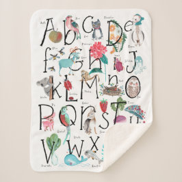 Alphabet kids ABC Illustration | Sherpa Blanket Sherpadecke