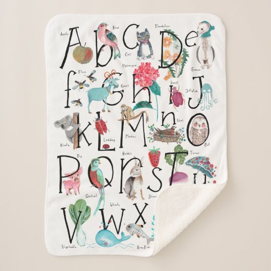 Alphabet kids ABC Illustration | Sherpa Blanket Sherpadecke (Vorderseite)