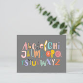 Alphabet-Kinder coole Typografie Postkarte (Stehend Vorderseite)