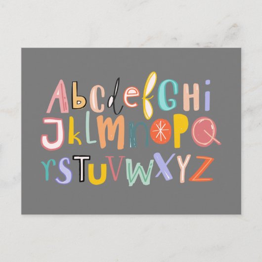 Alphabet-Kinder coole Typografie Postkarte (Vorderseite)