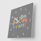 Alphabet-Kinder coole Typografie Quadratische Wanduhr (Winkel)