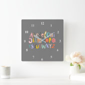 Alphabet-Kinder coole Typografie Quadratische Wanduhr (Zuhause)