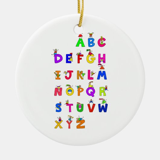 Alphabet-Kinder Keramikornament (Vorne)