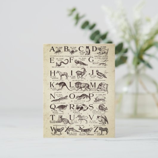 Alphabet Kinderzimmer Chart Vintag Postkarte (Stehend Vorderseite)